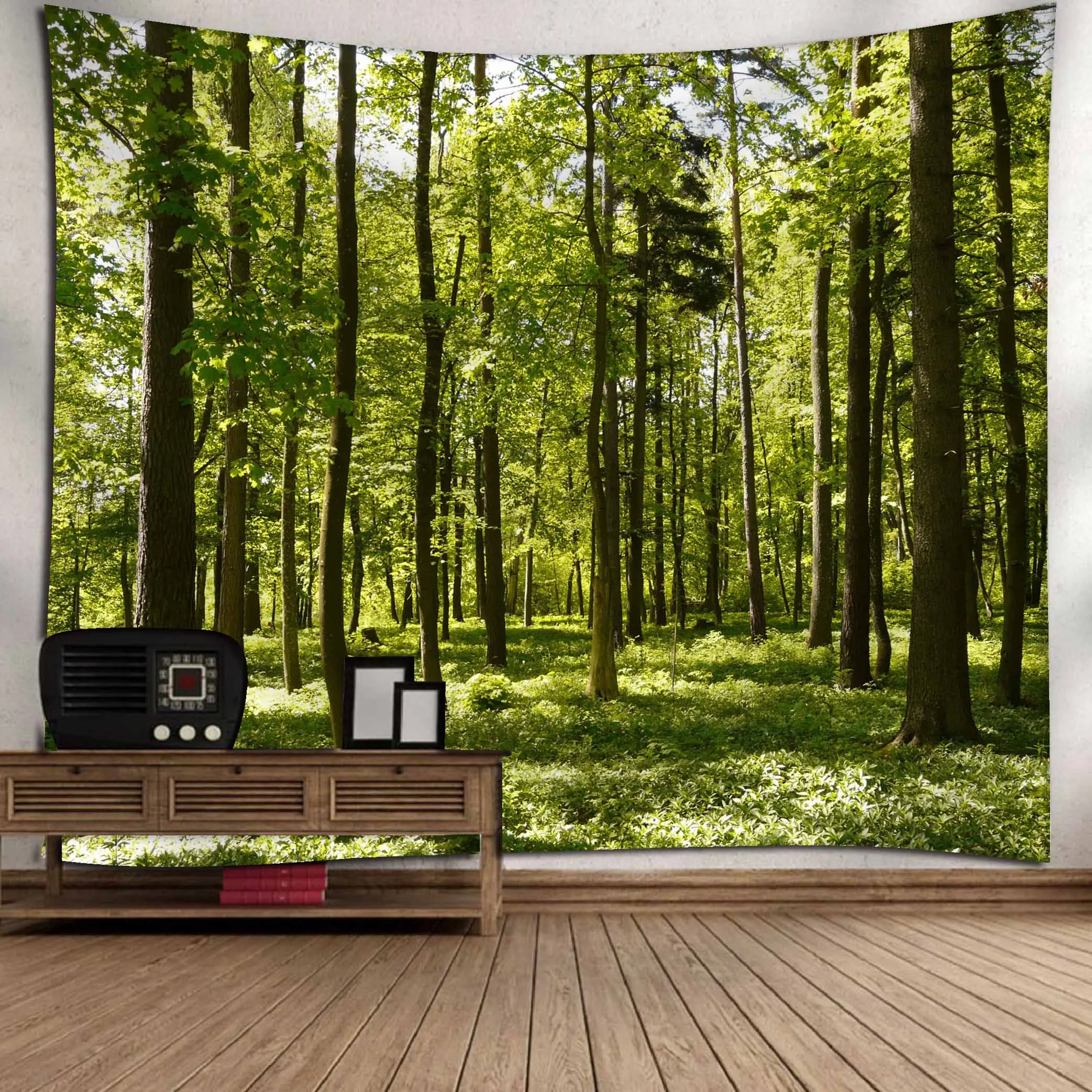 Customized 3D Digital Printed Wall Tapestry With Forest Pictures