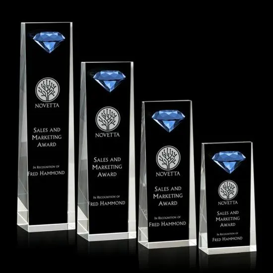 Hitop Custom K9 Crystal Engraving Sapphire Ruby Diamond Employee Recognition Balmoral Gemstone Award Trophy