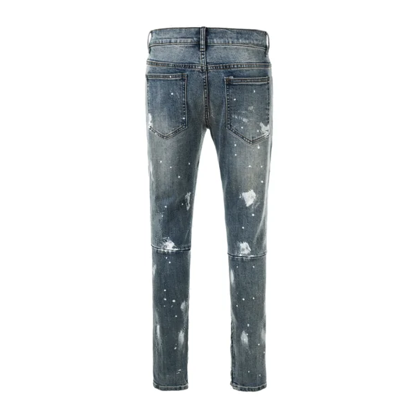 
OEM fashion bulk wholesale china new style boys pants mens skinny ripped distressed splash denim trousers blue jeans 
