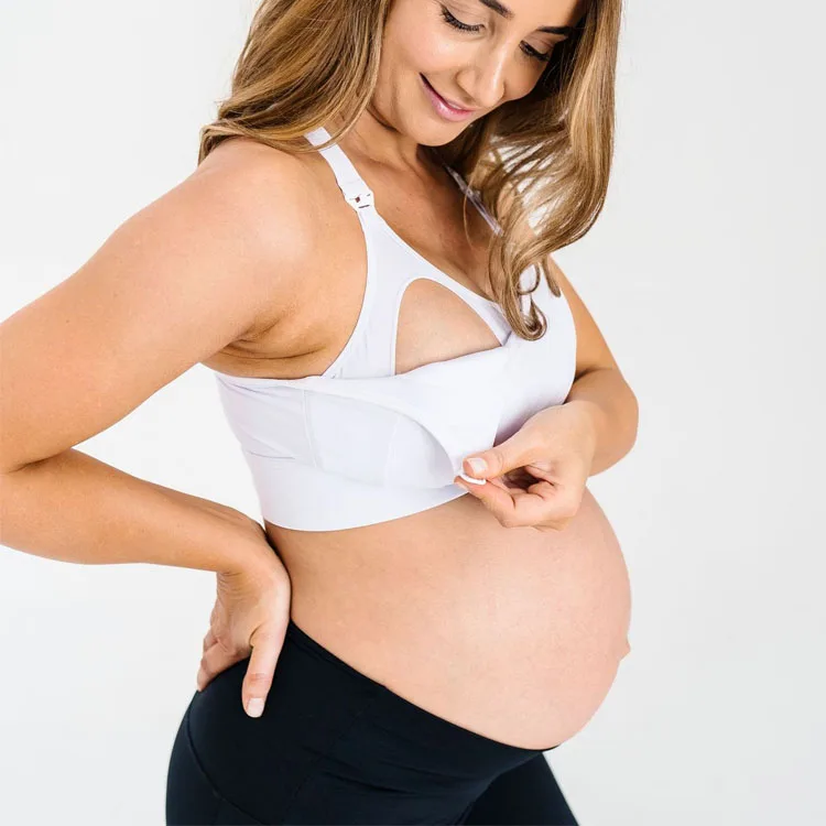 
Womens pregnancy nursing cothing hands free premium pumping maternity bra strap clips wireless sports bra 