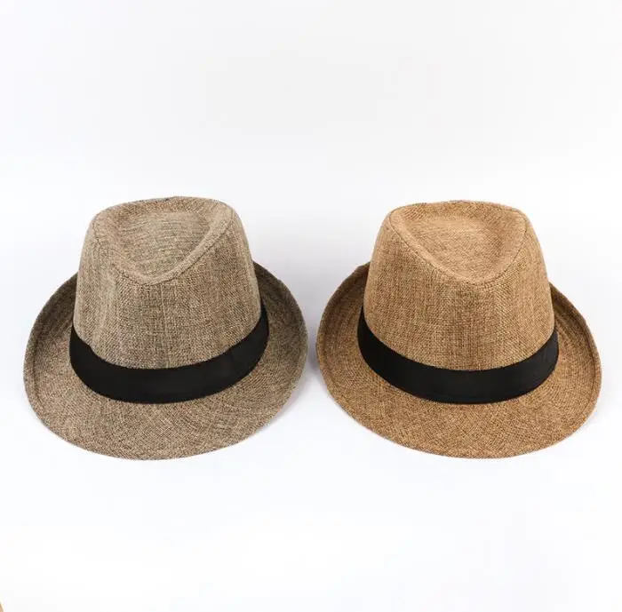 Мужская хлопковая льняная трикотажная джазовая фетровая шляпа