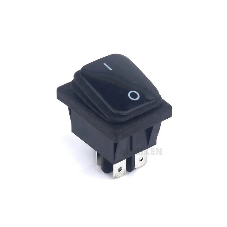 12V Black Housing Logo Big Current High Duty 4 Pin ON OFF Function 2 Position Waterproof Rocker Switch