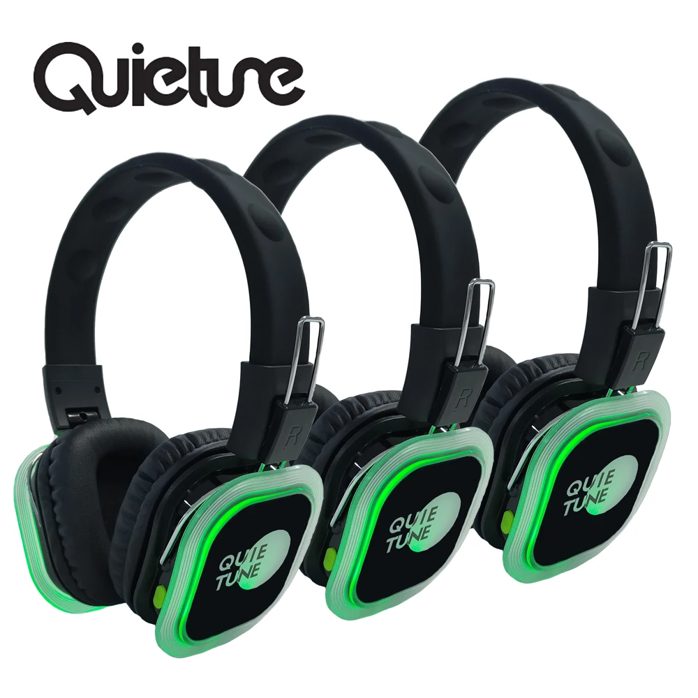 Silent Disco Headphones F39 and  LED Light Headsets for DJ/ Parties with 3 or more channels in 500m Range