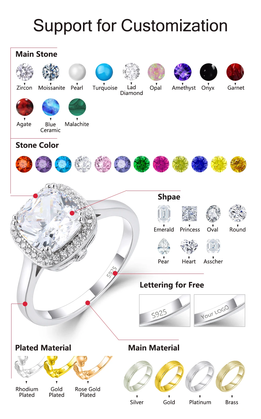 Grace Factory Custom Design Classic Blue Spinel Three Stone Style Vintage Ladies Fine Jewelry Ring