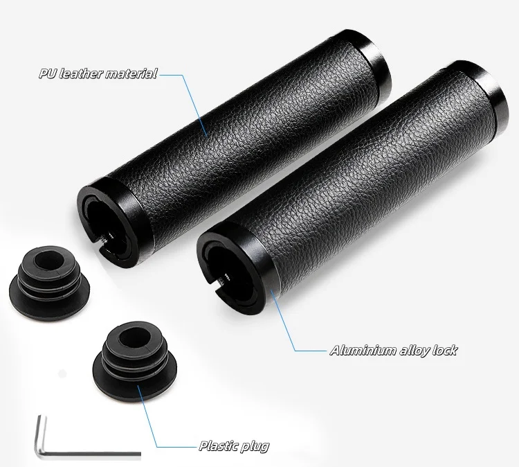 Unique features Mountain bike set leather cover lock shock absorbing non-slip pair handle set grip riding accessories