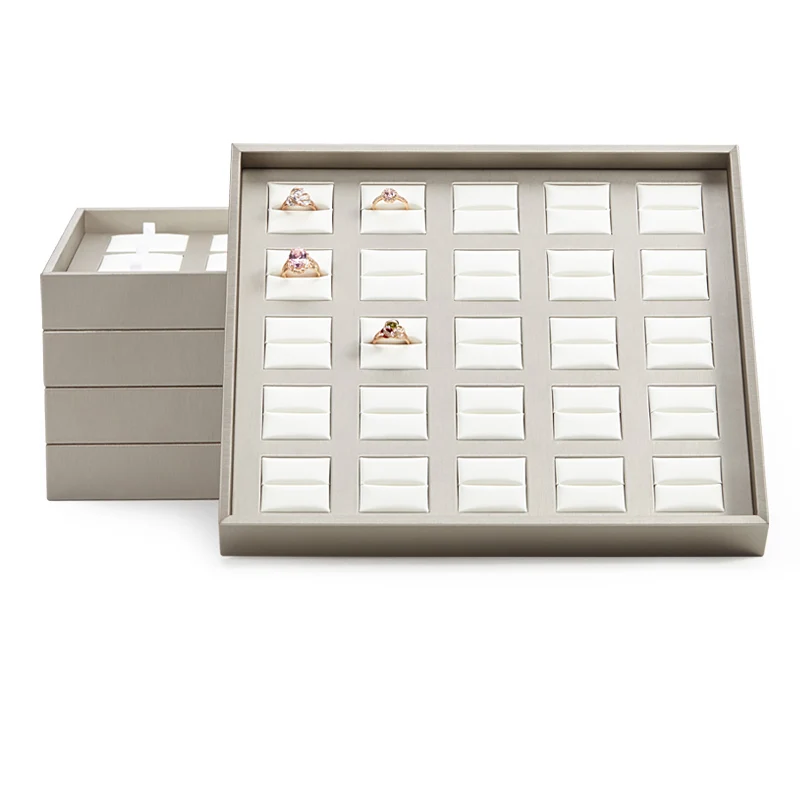 
DIGU custom earring jewelry packaging trays PU leather stackable jewelry trays jewellery organizer tray 