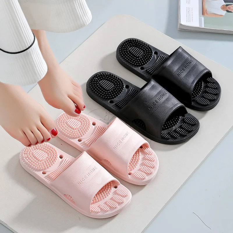Clog Bathroom Shower Slippers Waterproof Women Men Indoor Outdoor PVC Massage Slippers Anti-Skid Open Toe Slides Sandals Flats