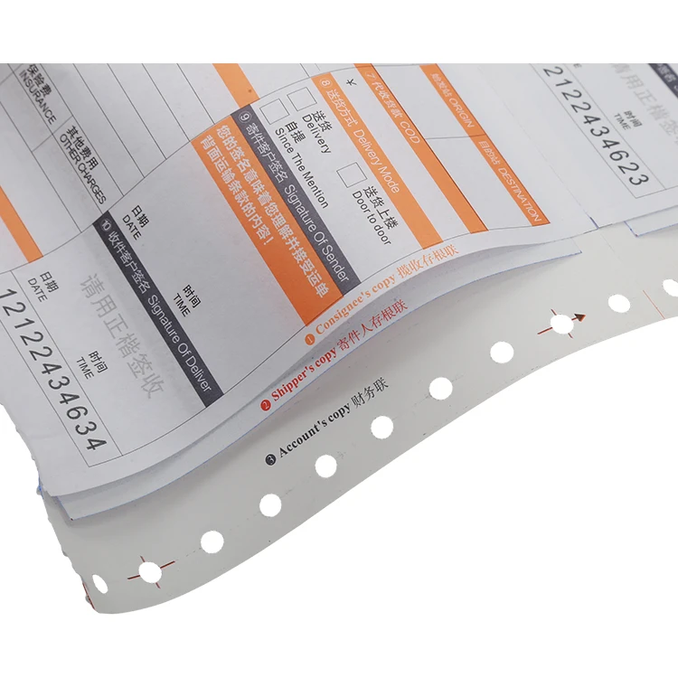 High Quality Barcode Self-Adhesive Courier Express Tickets Commercial Form Bill of Lading