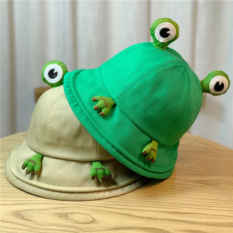 New cartoon frog hat Korean version fashion student fisherman hat sunscreen sunshade unisex youth fisherman hat (1600477832233)