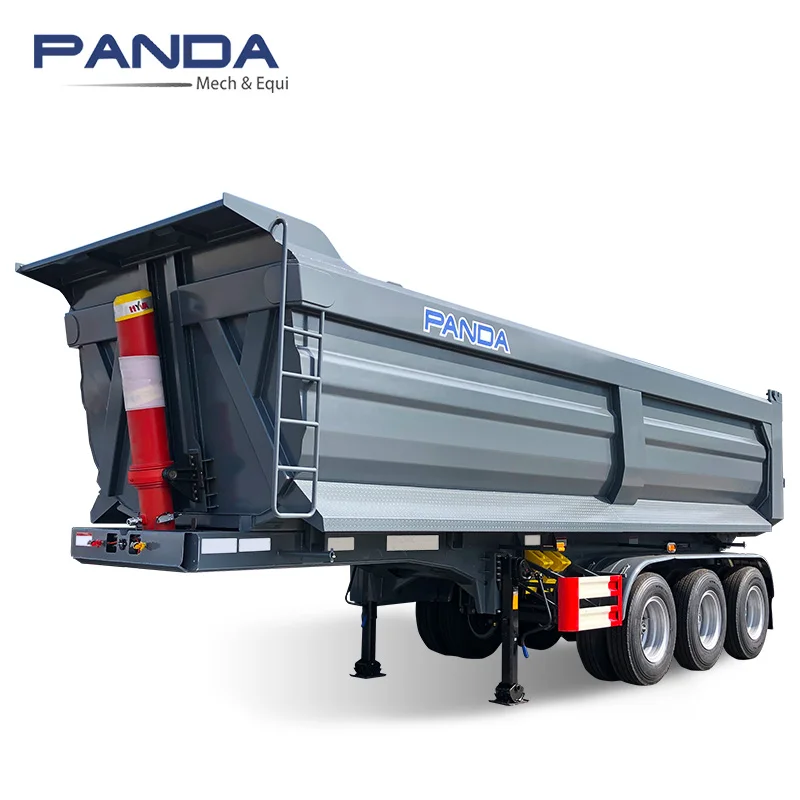 High quality 3 axle 38m3 40cbm rear tipper truck semi trailer used grain /crane for sale