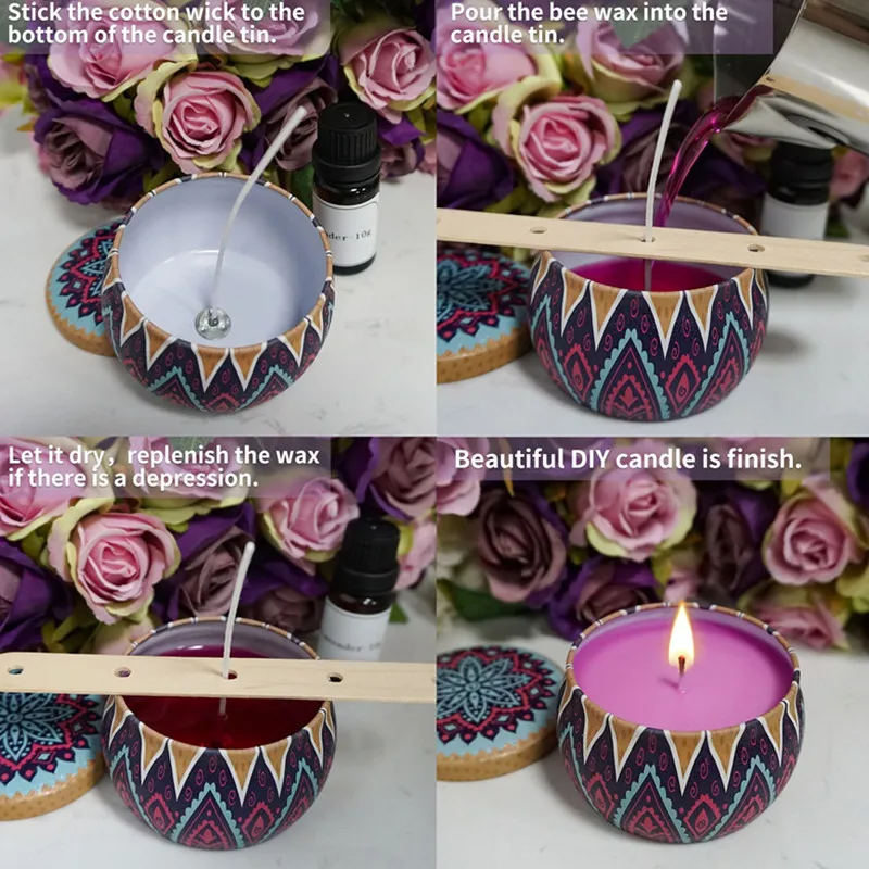 Scented candle diy set luxury cup shape lavender lemon ocean rose vegetable essential oil soy wax handmade fragrance candle kit