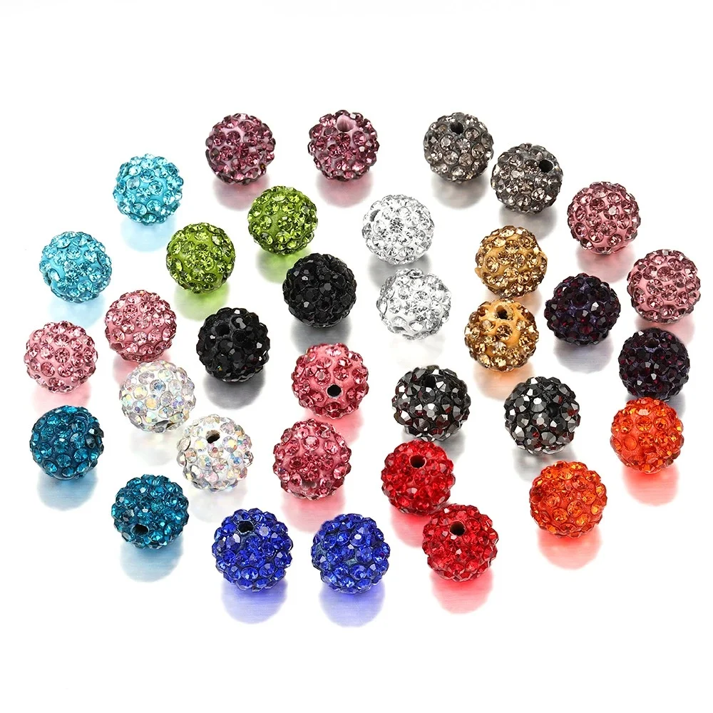 10mm Middle Hole Shambala Drill Ball Soft Clay Drill Ball Diy Jewelry Accessories For Loose Beads Bracelet Interval Beads