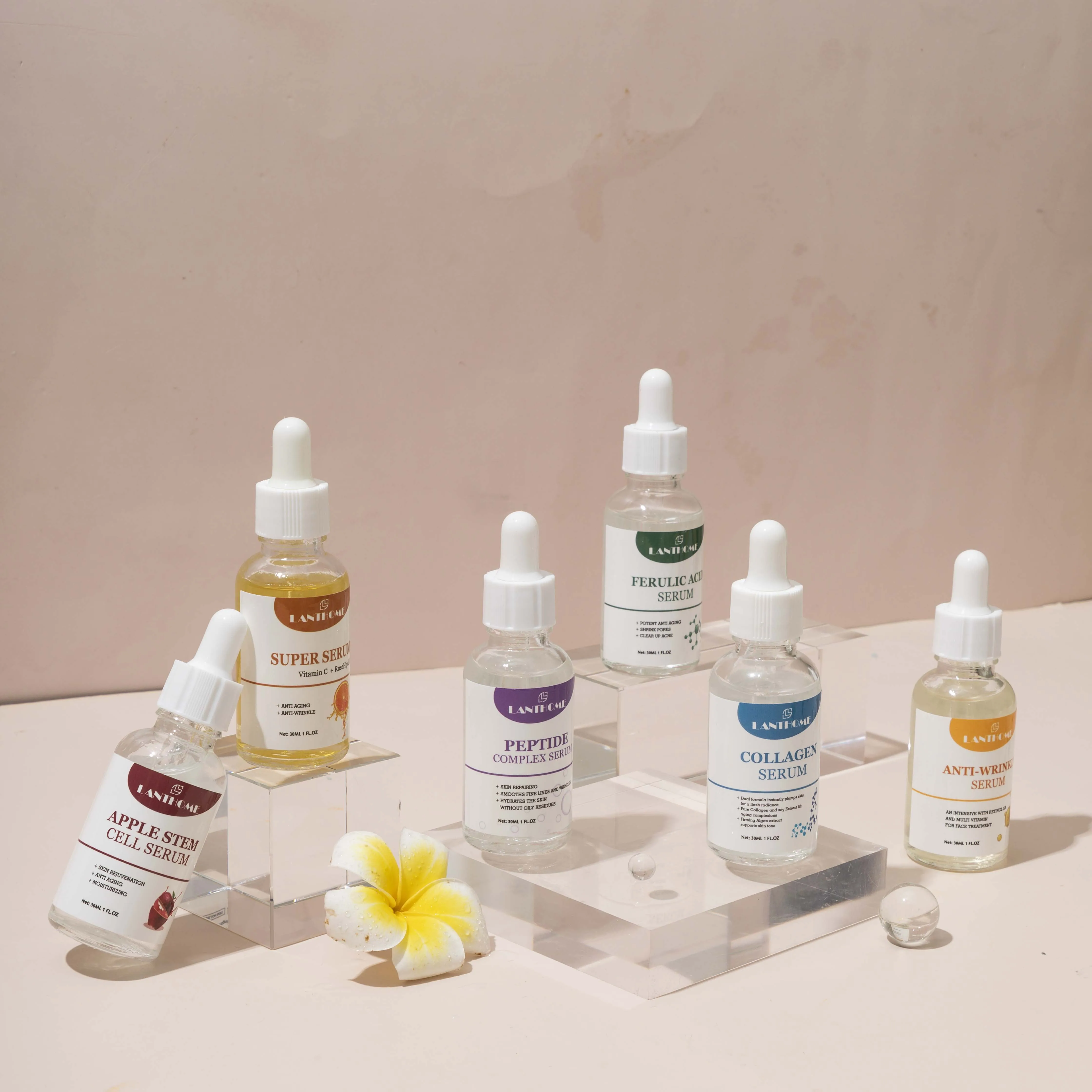 100% Natural Organic Face Essence Set Acne Removal Anti Wrinkle Anti-aging Ferulic Acid Nicotinamide Collagen Vitamin C Serum