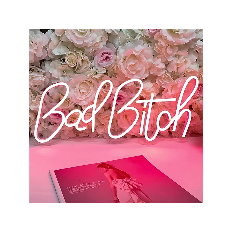 Custom Led Sign Sexy Lady Neon Light Bar Sign Hot Bad Bitch Beauty Pink Night Light Bar Nightclub Advertising Sign Led Neon