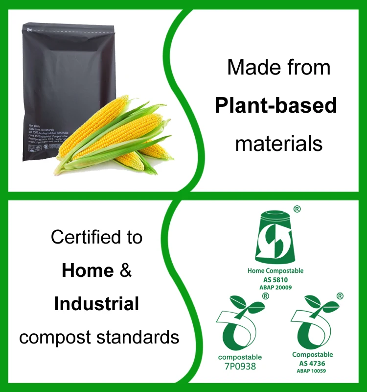 custom printed corn starch made biodegradable eco friendly plastic mailing courier bags with logo