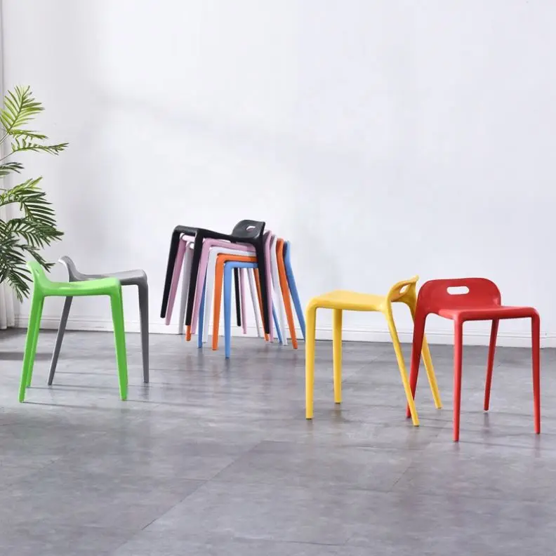 
living room furniture colorful stackable PP plastic stool living room leisure stool for sale 
