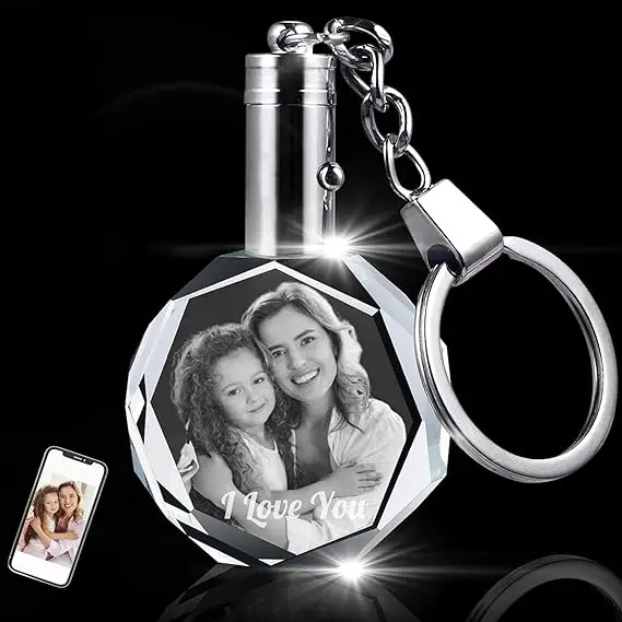 30mm  Personalized Custom key chain with name ya words keychain key ring with chain key chain led light doble