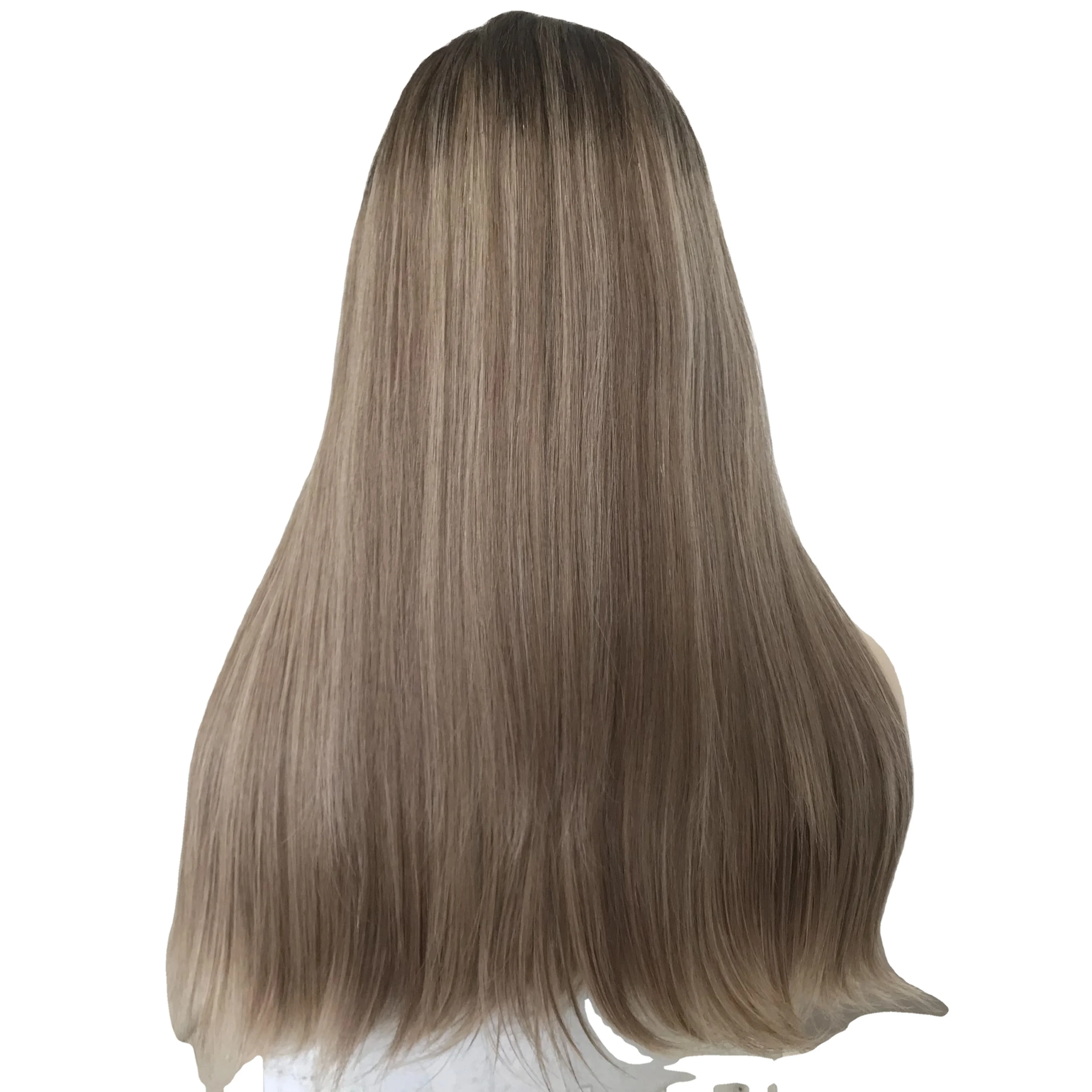 European Human Hair Lace Top Wig Brown Straight Style Custom Length 18-20 Inches Big Stock Available