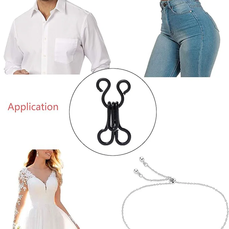 Sewing Hooks and Eyes Closure for Bra Clothing Trousers Skirt DIY Craft Good Quality Brass Material Nickel Gold Black