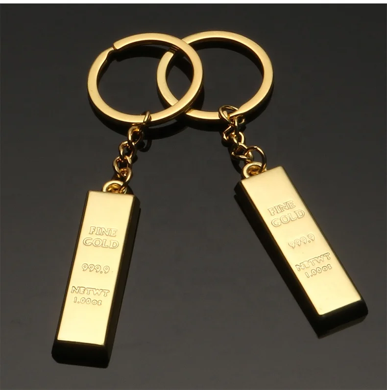Wholesale Metal Gold Keychains Initial Blank Plate Bar Bullion with Ring Initial Zinc Alloy Keychain