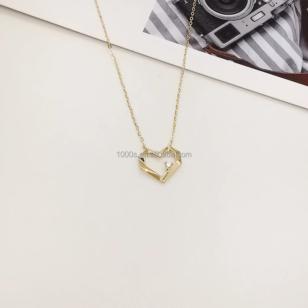 New Classical Luxury Heart Shape Pendant 18k Real Gold  With Diamond Necklace