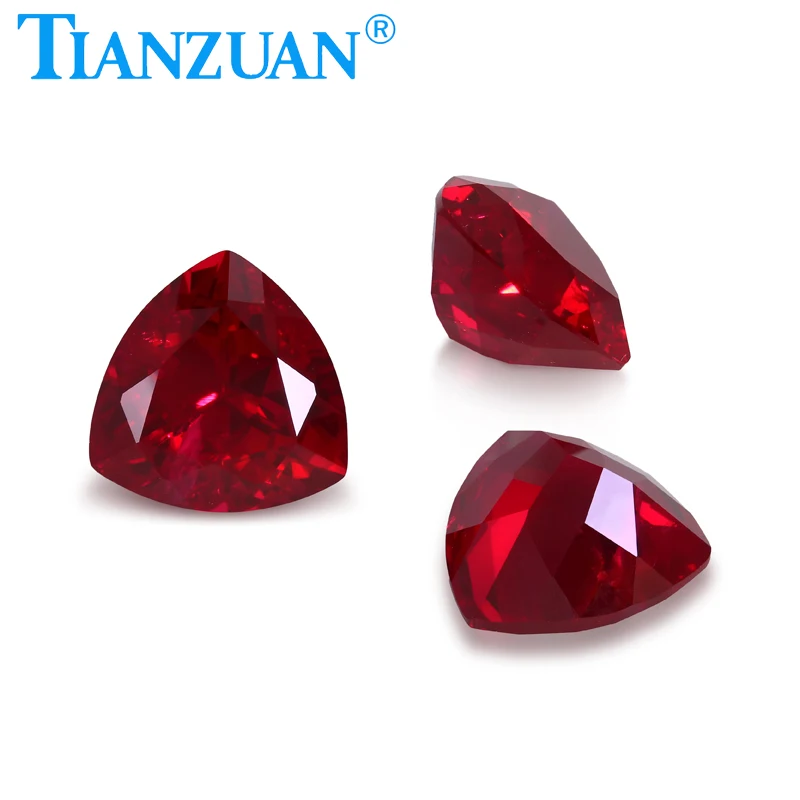 Lab Grown Ruby Pigeon Blood Red Ruby Trillion Shape Natural Cut with Cracks and inclusions Loose Stone Beads Jewelry Making