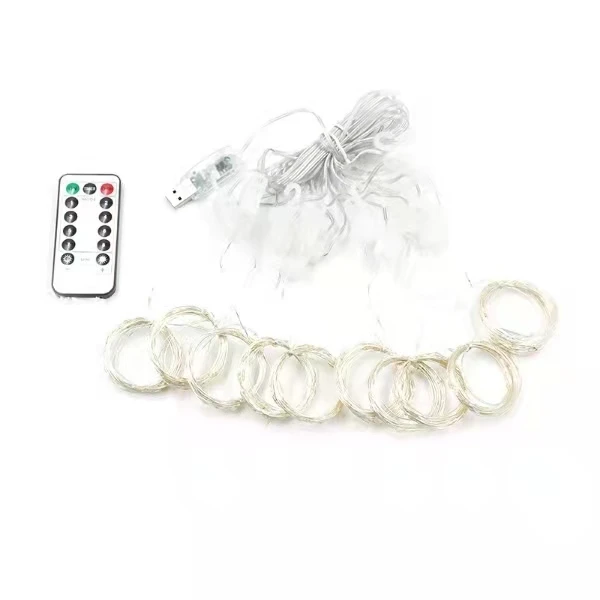 Manufacturers wholesale3M 300 led USB 8 function remote control interior decoration copper curtain lamp copper wire lamp string
