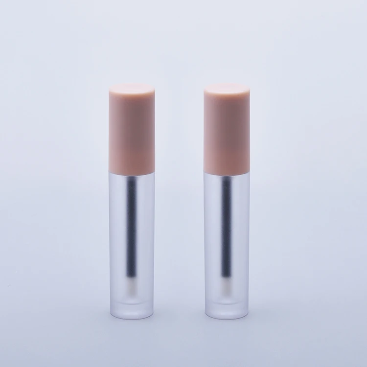 High end  empty 4ml frosted lip gloss tubes,round rose gold lipgloss tube