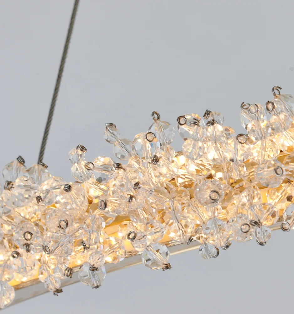 2022 New designer gold crystal circle LED crystal villa pendant lights luxury modern gold chandelier