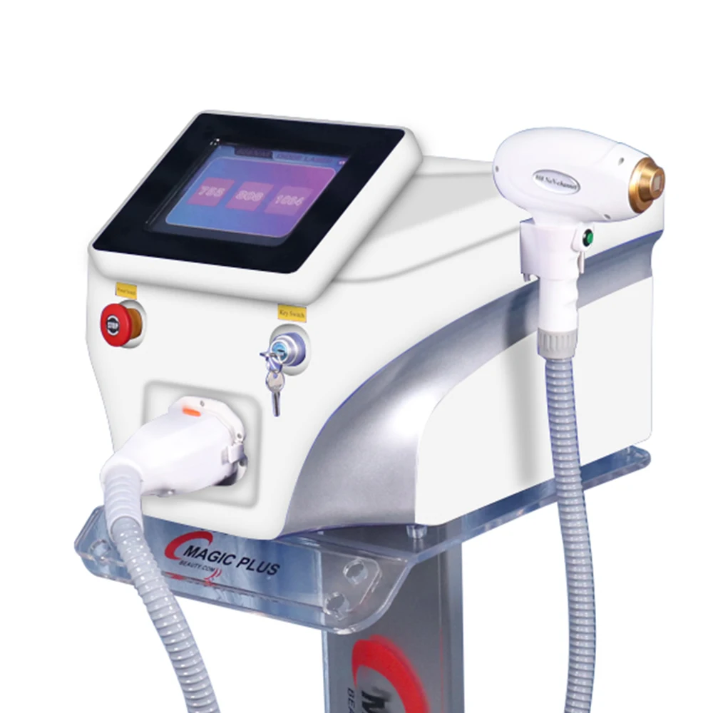 Portable 808Nm  Diode Laser permanent hair remover devices, 3 wavelength 755 808 1064 diode Laser Hair Removal Machine