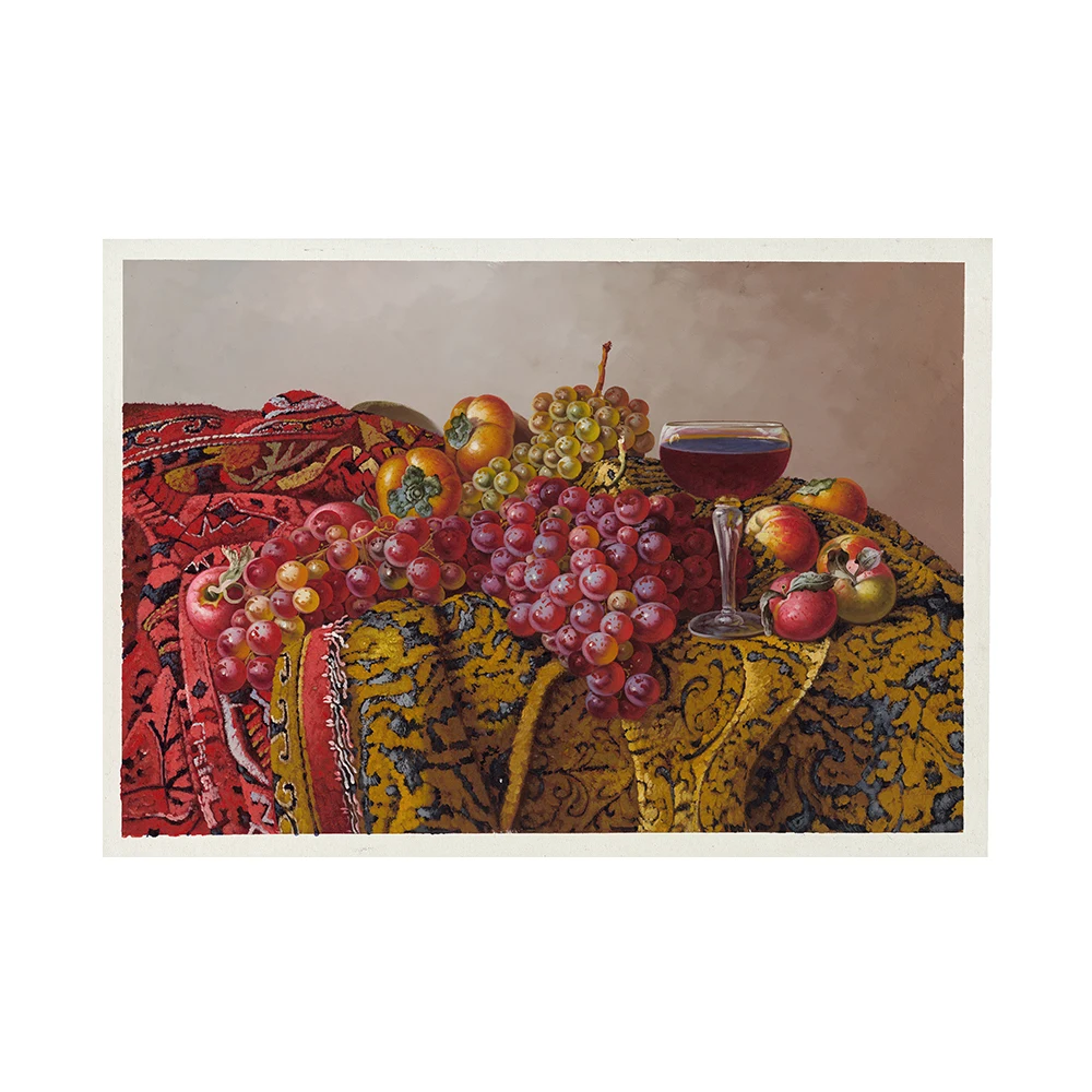 
Canvas wall art for kitchen home decorations painting fruit red wine 