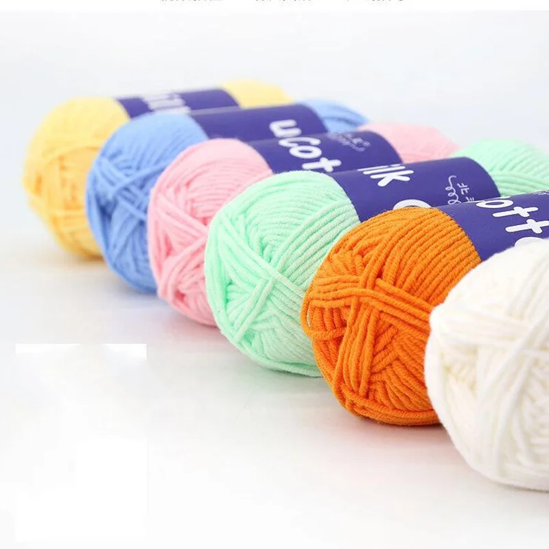 
2020 Fashion 5 Strands Milk Cotton Crochet Thread Yarn 36 Colors Soft Cotton Thread Sewing DIY Dolls Hand Knitting Yarn 