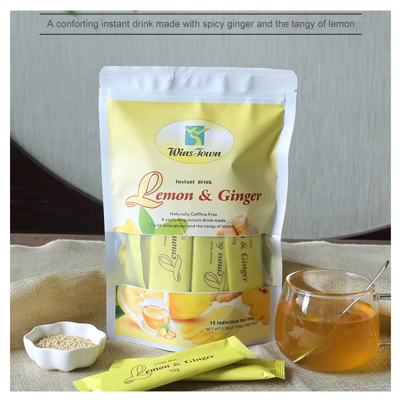 Instant lemon ginger tea herbal Lemon ginger whitening detox tea solid drinks