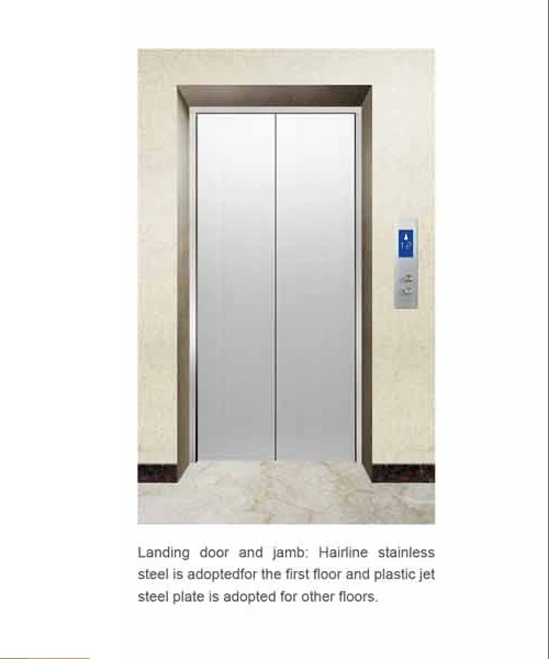 FUJI passenger elevator lift with etched stainless steel cabin and doors