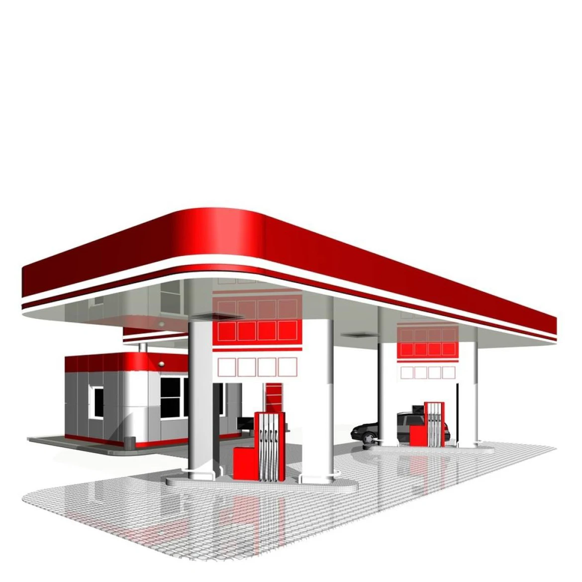 prefabricated steel roof structure gas oil fuel filling station