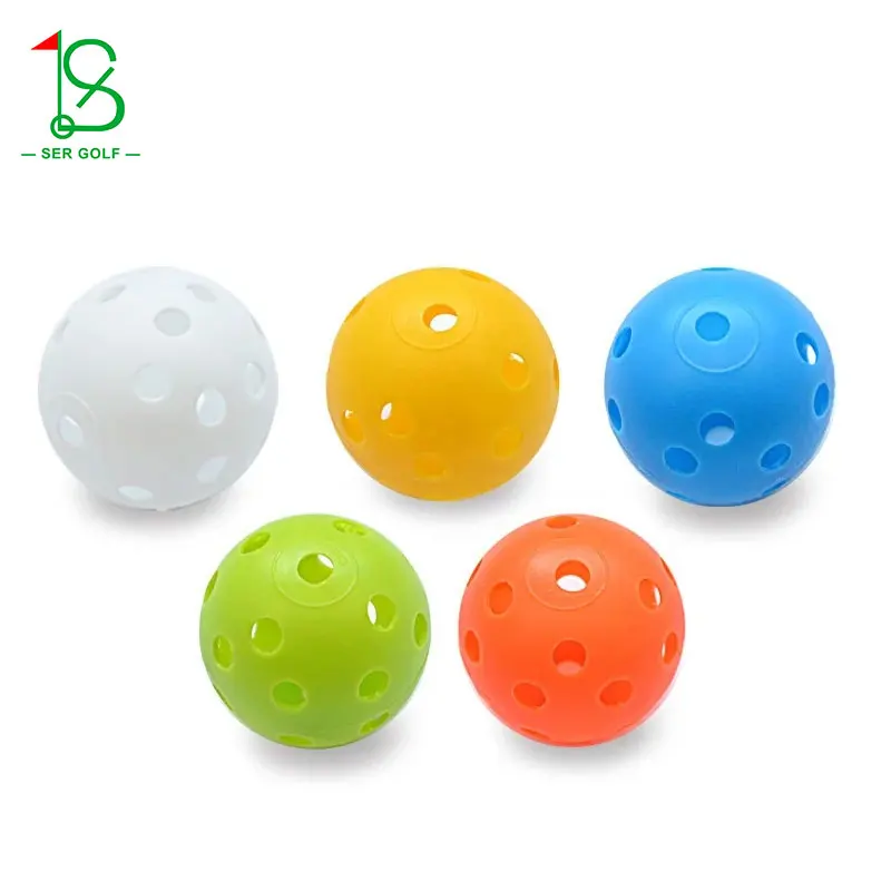 Colorful Plastic Golf Practice Ball Bulk Perforated Hollow Plastic Golf Training Balls