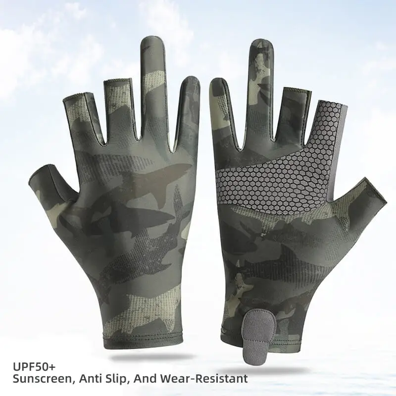Oem Wholesale Uv Protection Fishing Gloves Waterproof 5 Cut Finger Anti-slip Fishing Glove Fingerless Fish Gloves For Work Fish