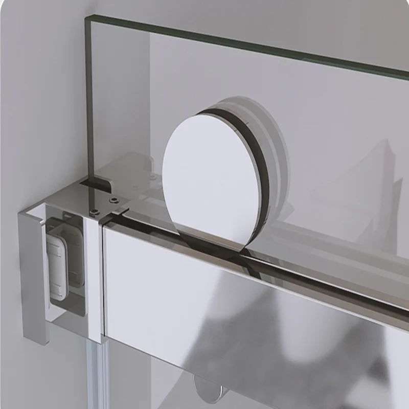 Adjustable Track Tempered Glass Frameless Sliding Shower Door Bathroom