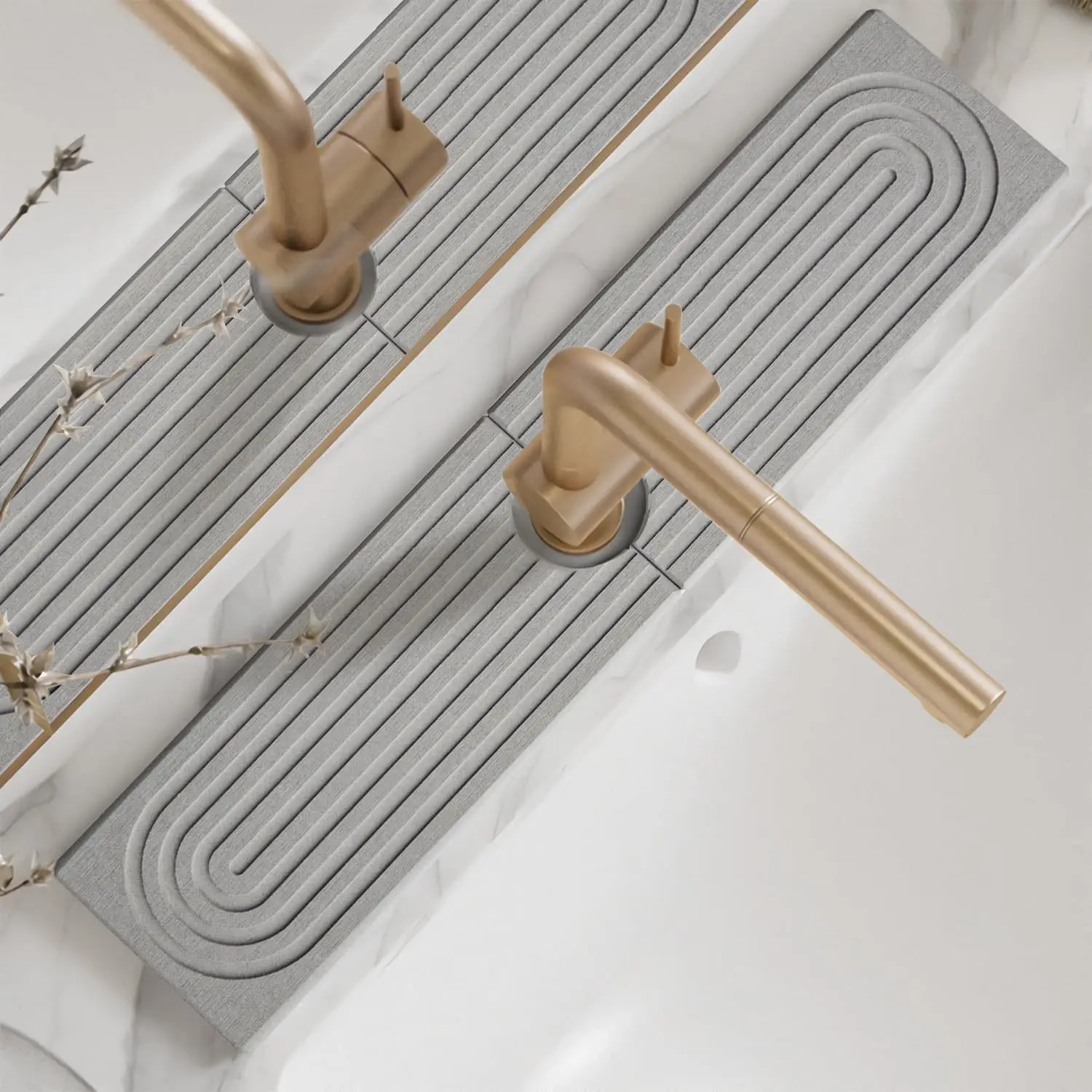 Kitchen Faucet Water Absorbent Mat Diatomaceous Earth Splash Guard Sink Faucet Water Absorbing Diatomite Stone Tray