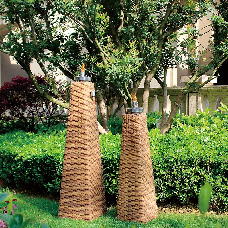 
Outdoor Garden Decoration Bamboo Tiki Torch Rattan Oil Torches Lamp For Lawn 