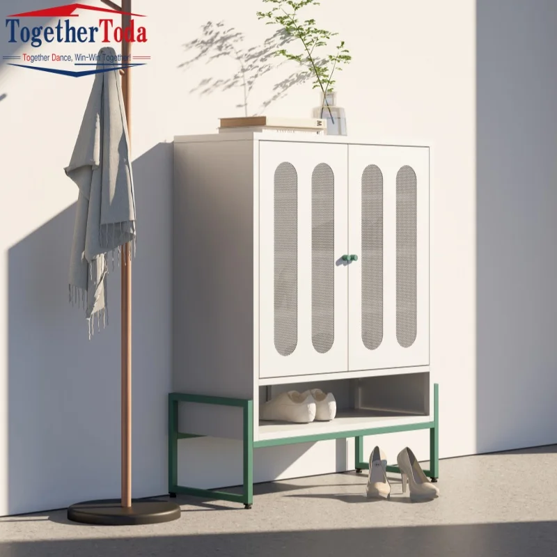 Modern Furniture space saving metal shoes display racks stand storage cabinet entrance shoe rack organizer cabinet for home