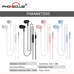 Sweatproof Wired Earphone Sport Stereo headset handfree with Microphone for phone
