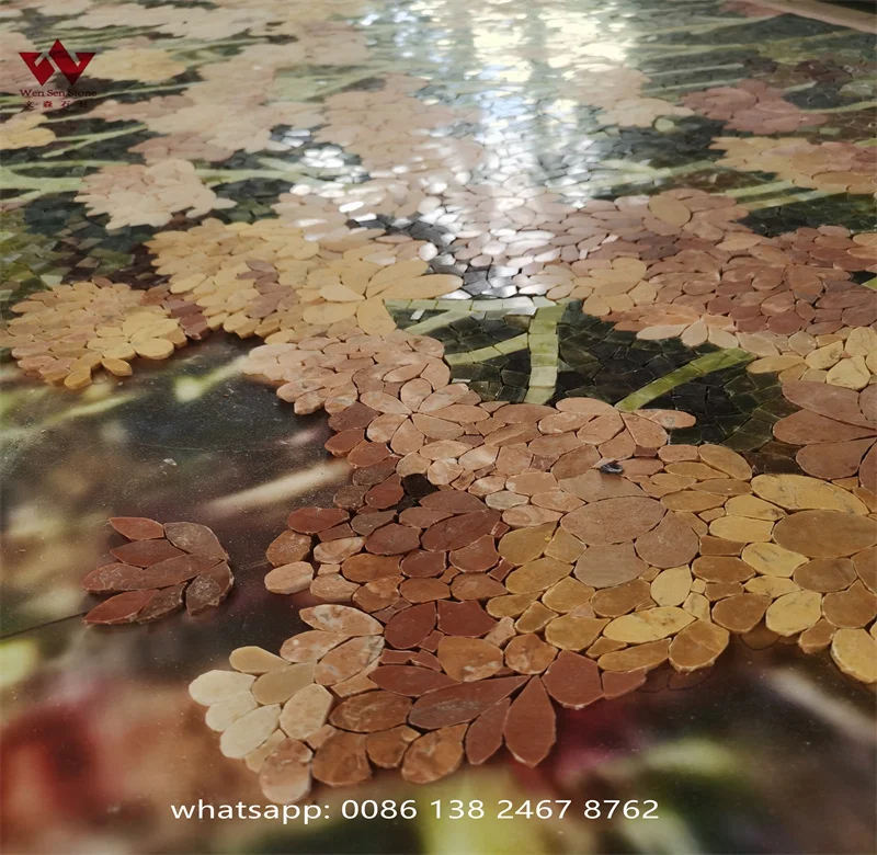marble wall tile by mosaic pattern for wall painting pattern with leaf design good quality