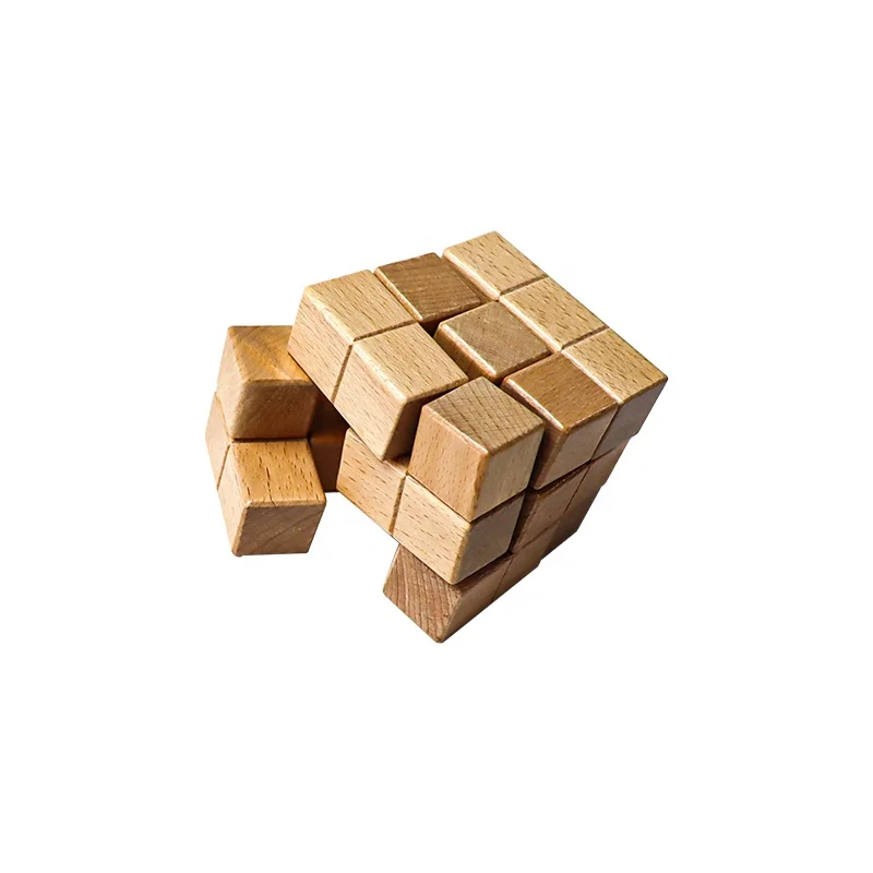 C01204 3D 3x3x3 Magic Cube Wooden Brain Teaser Math Puzzle  Large Size Soma Wooden Cube Puzzle Teris for Adults