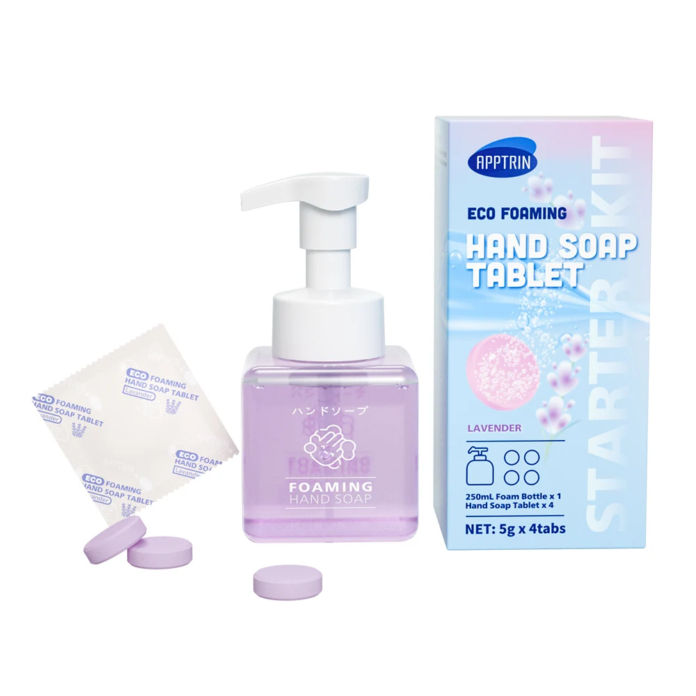 Biodegradable formula antibacterial and environmentally friendly hand sanitizer soap tablets containing pure essential oils