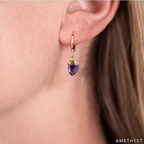 Natural Irregular Raw Stone Earrings Amethysts Apatite Lapis Quartz Stones Earring