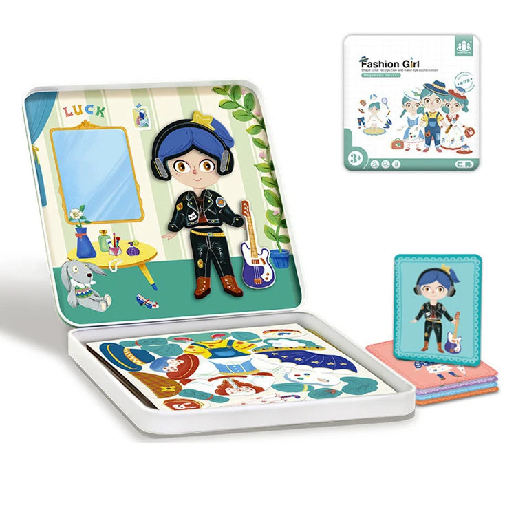 KIDS magnetic jigsaw puzzle iron box Puzzle toy  animal traffic magnetic educational puzzle game