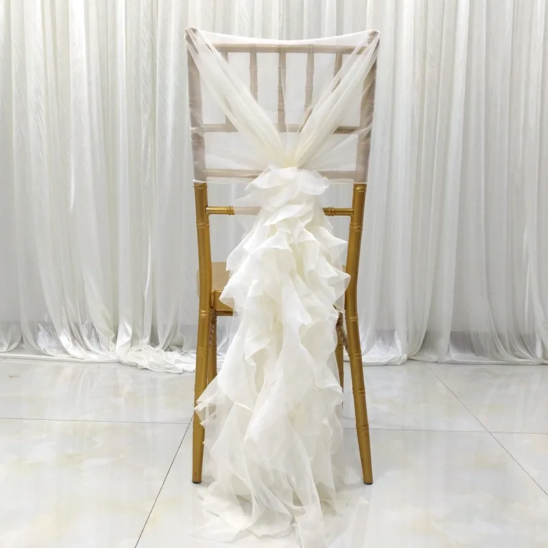 Polyester ribbon bow satin chair sashes wedding decoration