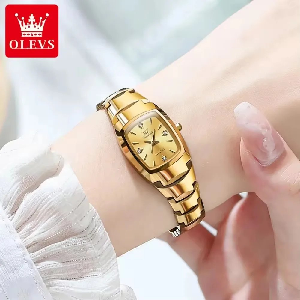 New OLEVS 7006 Original Quartz Watch Tungsten steel Diamond Gold Wristwatch Waterproof Gifts Watch Couple Watch For Men Reloj
