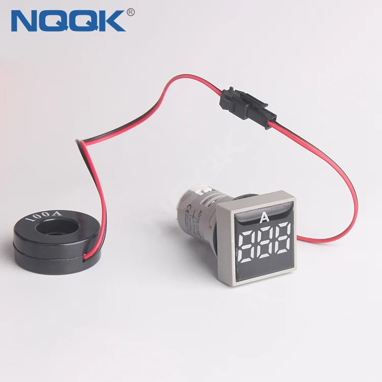22mm 100A AC Red Square LED Indicator Digital Current Ammeter Meter
